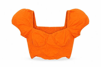 Womens UK Size 4 H&M Orange Cropped Blouse