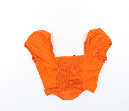 Womens UK Size 4 H&M Orange Cropped Blouse