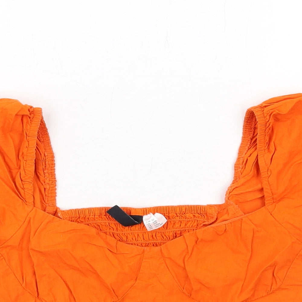 Womens UK Size 4 H&M Orange Cropped Blouse