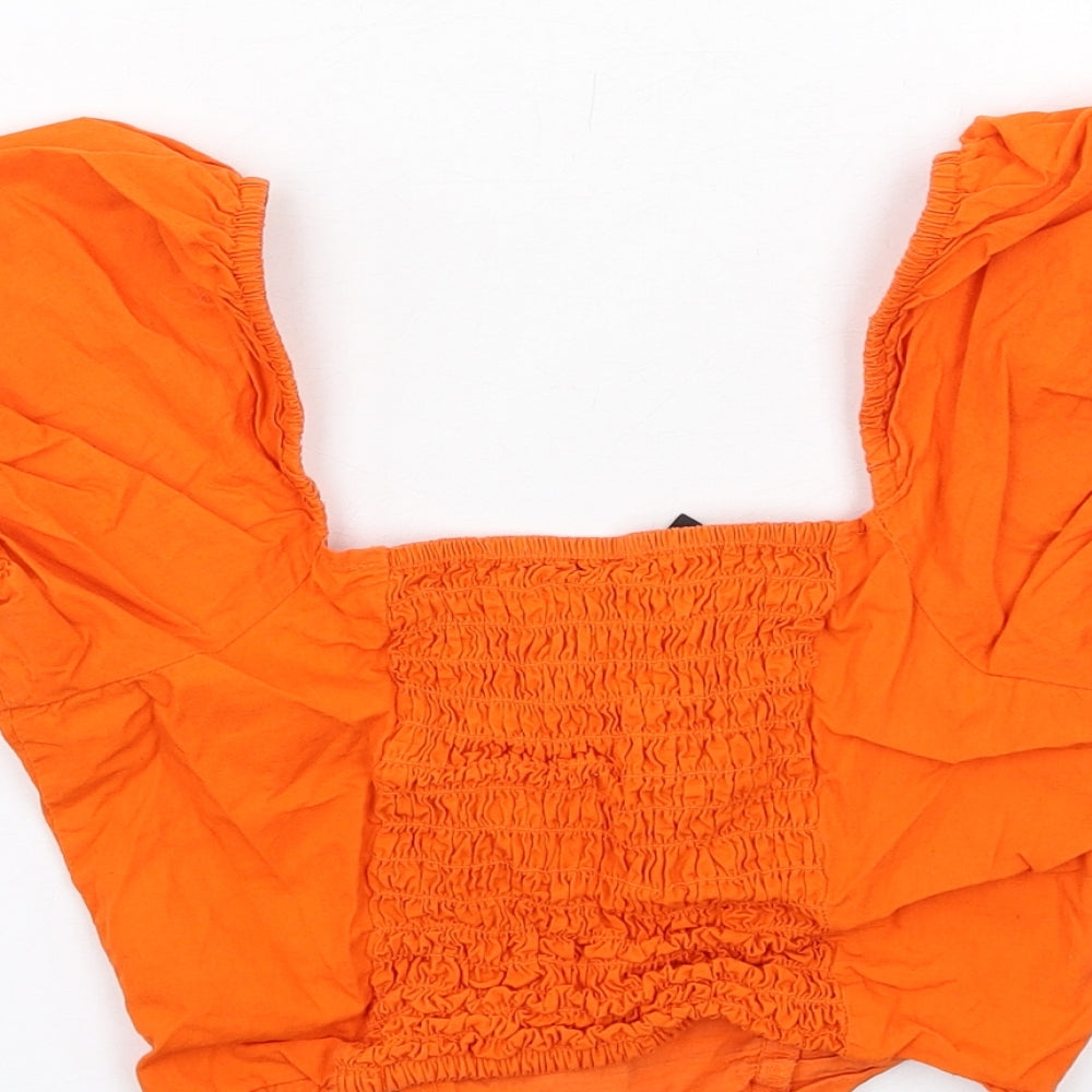 Womens UK Size 4 H&M Orange Cropped Blouse