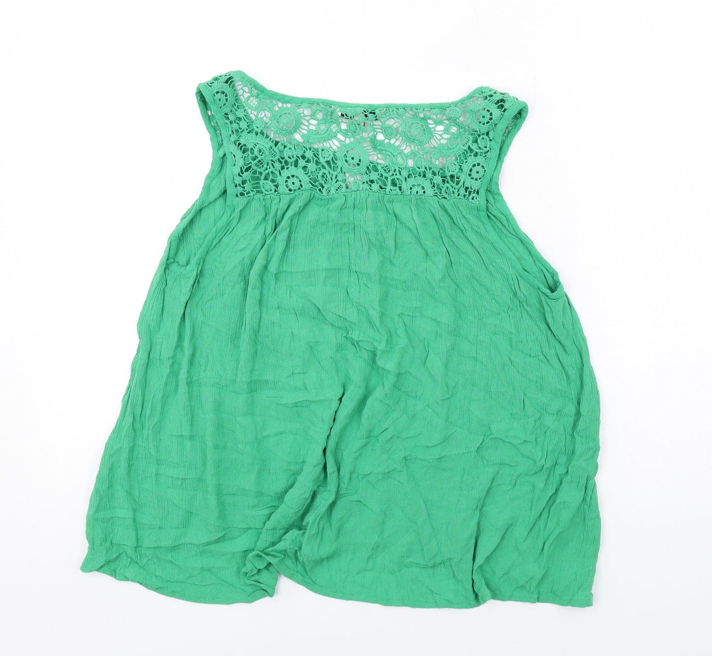 NEXT Womens Green Viscose Basic Tank Size 14 Round Neck