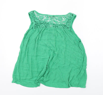 NEXT Womens Green Viscose Basic Tank Size 14 Round Neck