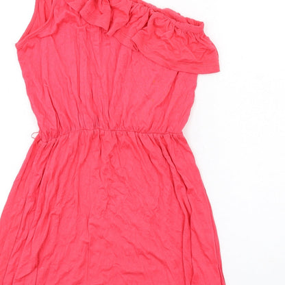 Miso Womens Pink Viscose Mini Size 10 One Shoulder Pullover