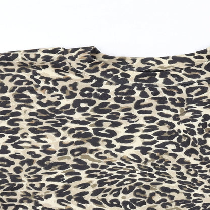 Bershka Womens Brown Animal Print Polyester Pullover Sweatshirt Size S Pullover - Leopard pattern