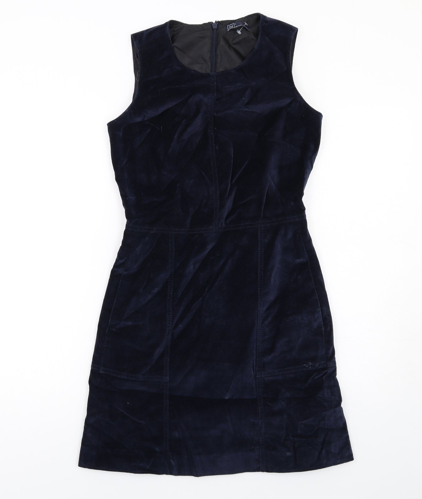 Gap Womens Blue Cotton Shift Size 4 Round Neck Zip