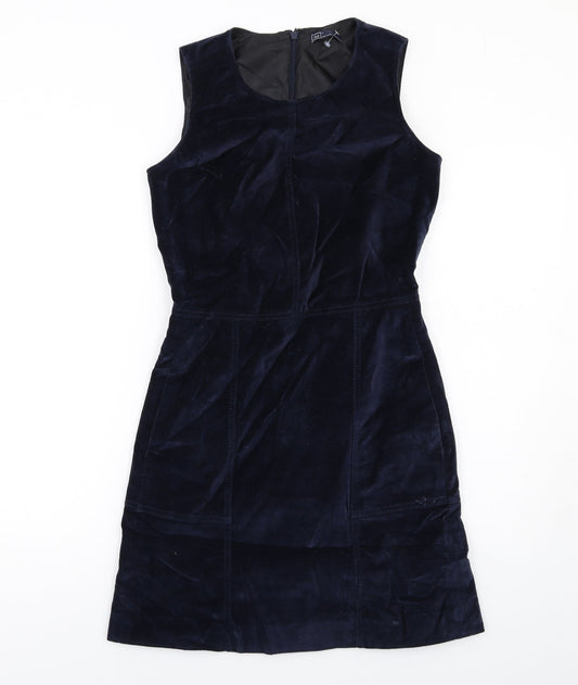 Gap Womens Blue Cotton Shift Size 4 Round Neck Zip