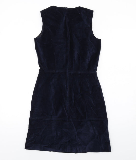 Gap Womens Blue Cotton Shift Size 4 Round Neck Zip