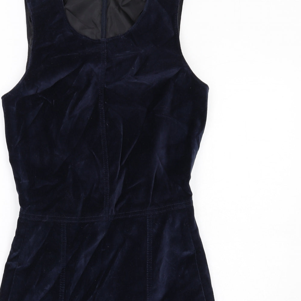 Gap Womens Blue Cotton Shift Size 4 Round Neck Zip