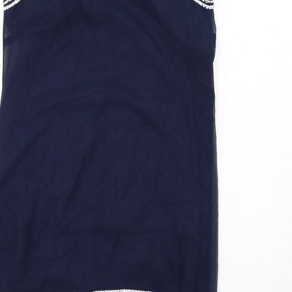 Principles Womens Blue Geometric Polyester Shift Size 10 Scoop Neck Pullover