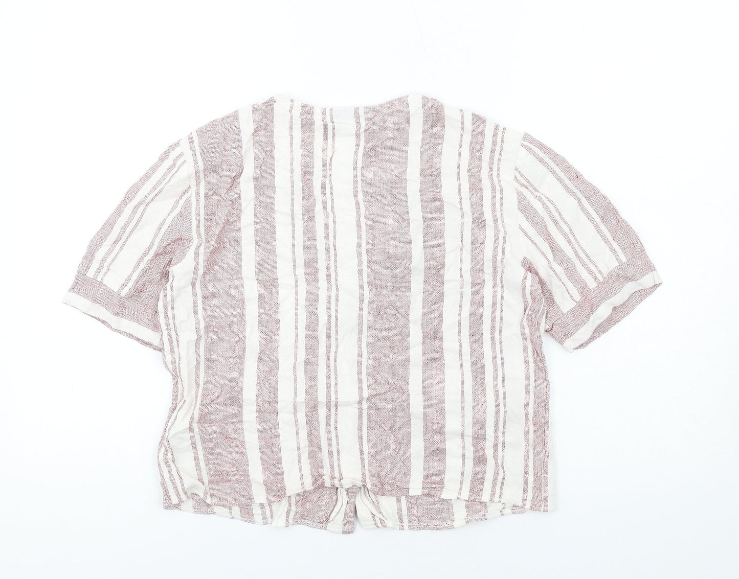 Womens UK Size 10 Topshop Red Basic Button-Up