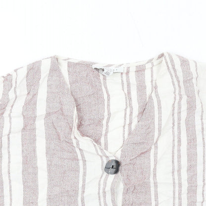 Womens UK Size 10 Topshop Red Basic Button-Up