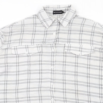 Womens UK Size 10 PRETTYLITTLETHING White Basic Button-Up