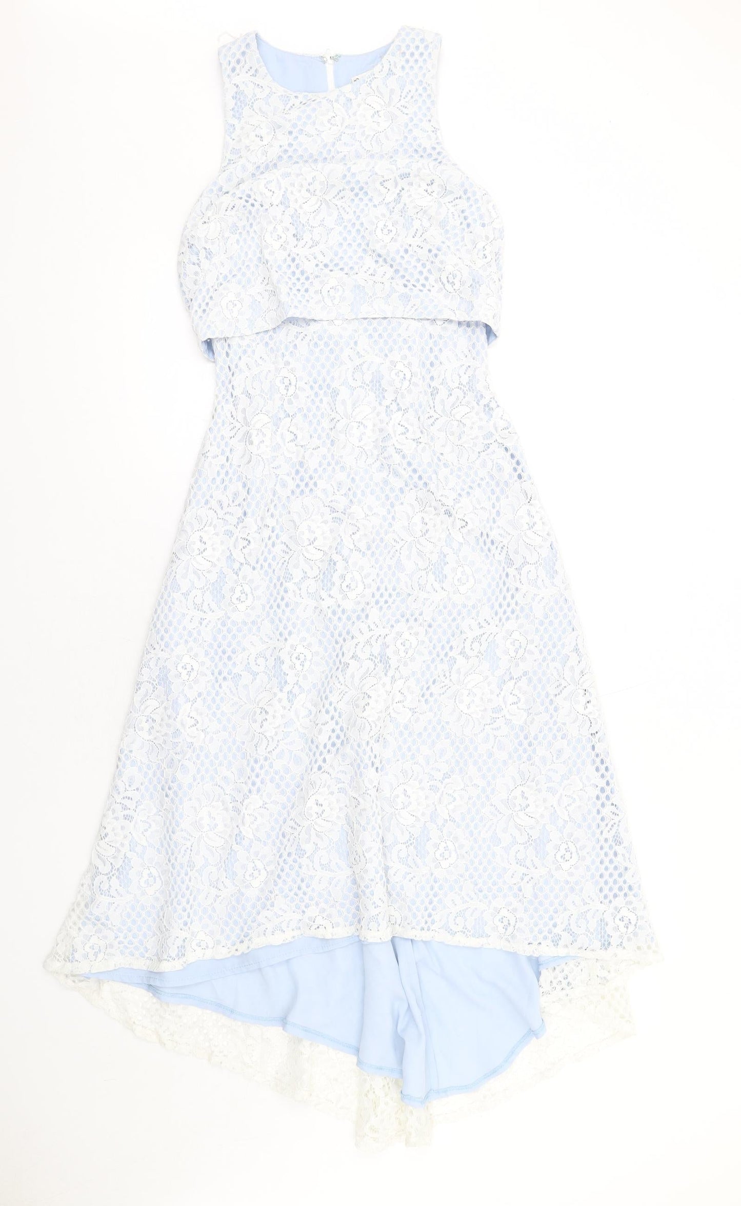 Miss Selfridge Womens Blue Nylon A-Line Size 6 Round Neck Zip