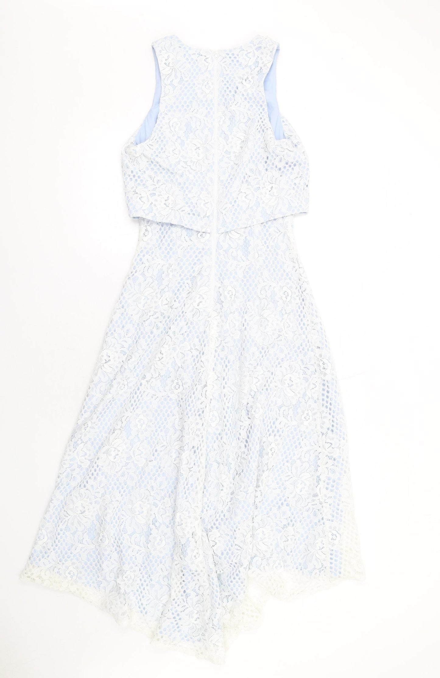 Miss Selfridge Womens Blue Nylon A-Line Size 6 Round Neck Zip