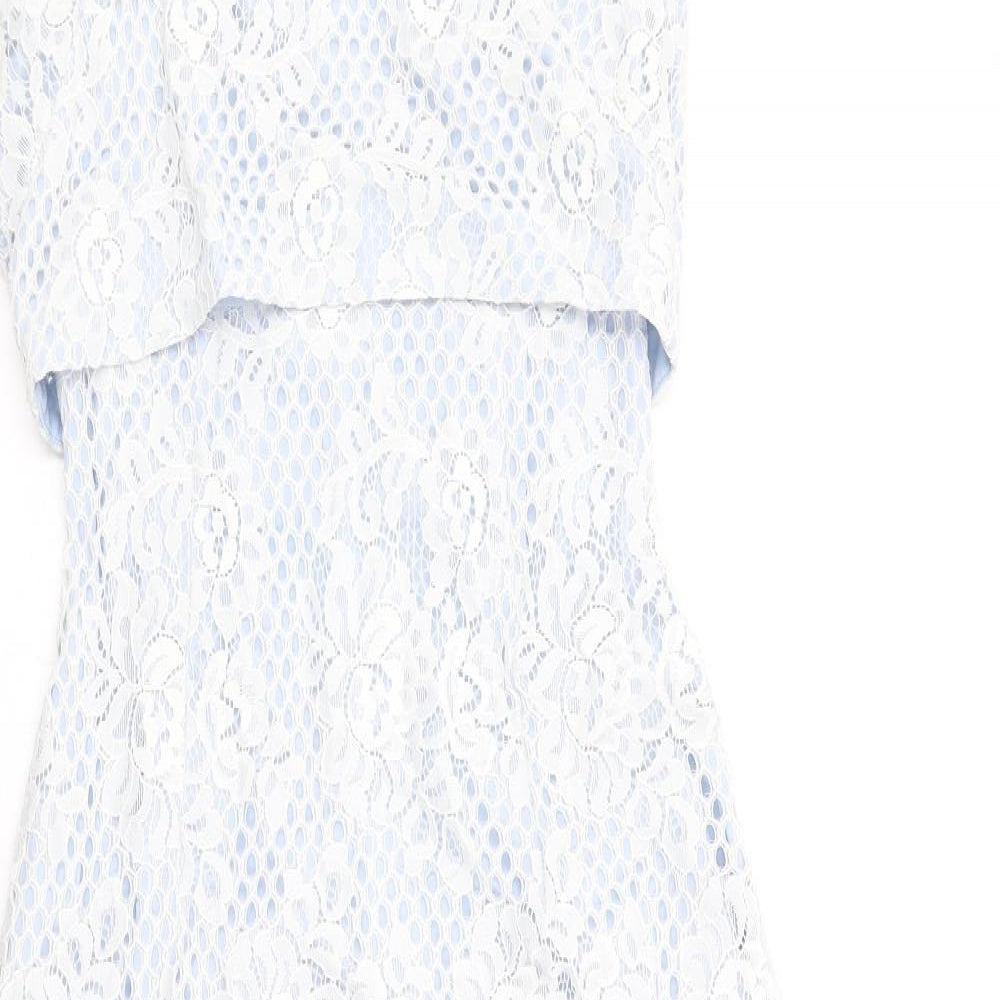 Miss Selfridge Womens Blue Nylon A-Line Size 6 Round Neck Zip