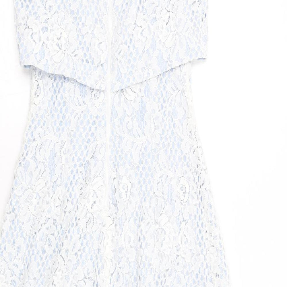 Miss Selfridge Womens Blue Nylon A-Line Size 6 Round Neck Zip