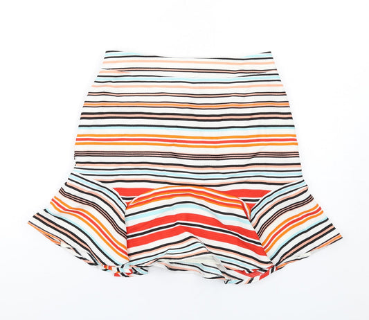 Oasis Womens Multicoloured Striped Polyester Trumpet Skirt Size 10 Zip