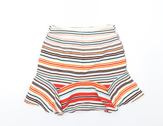 Oasis Womens Multicoloured Striped Polyester Trumpet Skirt Size 10 Zip