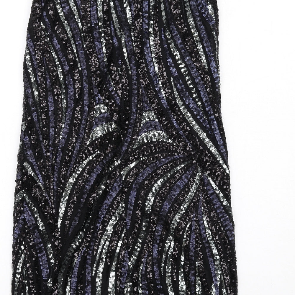 Monsoon Womens Black Polyester Shift Size 8 Round Neck Zip