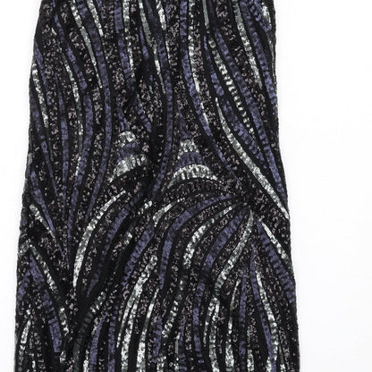 Monsoon Womens Black Polyester Shift Size 8 Round Neck Zip