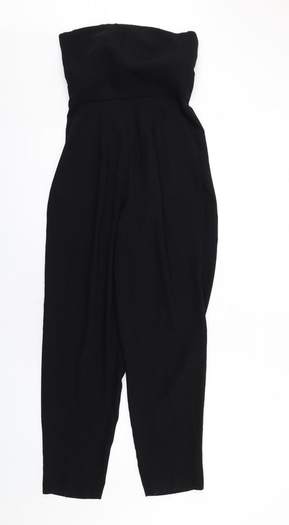 Topshop Womens Black Polyester Jumpsuit One-Piece Size 8 L29 in Zip