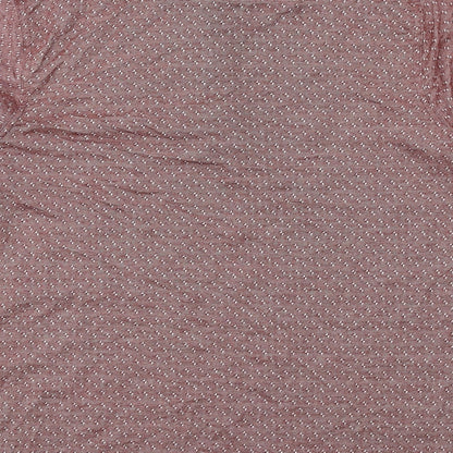 Lincoln Mens Red Geometric Polyester Polo Size M Collared Button