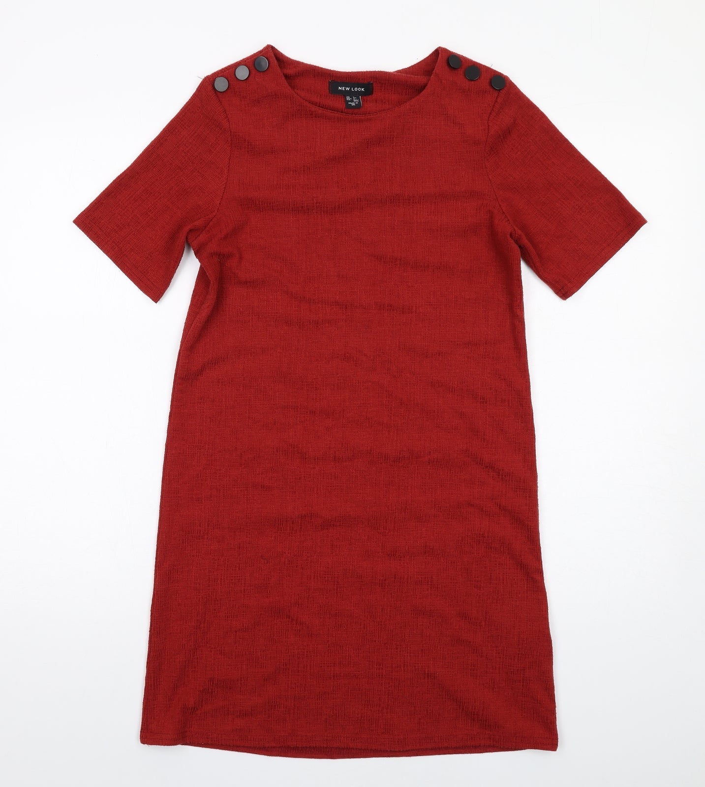 New Look Womens Red Polyester A-Line Size 6 Round Neck Pullover