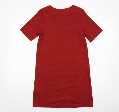 New Look Womens Red Polyester A-Line Size 6 Round Neck Pullover