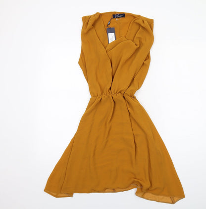 Closet Womens Yellow Polyester A-Line Size 10 V-Neck Pullover