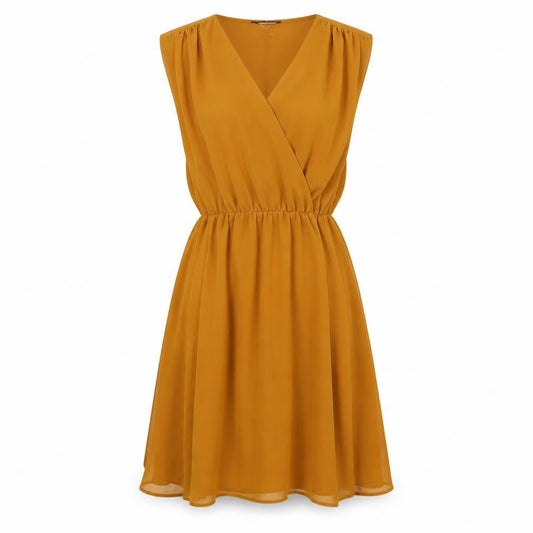 Closet Womens Yellow Polyester A-Line Size 10 V-Neck Pullover
