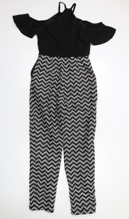 ASOS Womens Multicoloured Herringbone Polyester Jumpsuit One-Piece Size 10 L29 in Zip