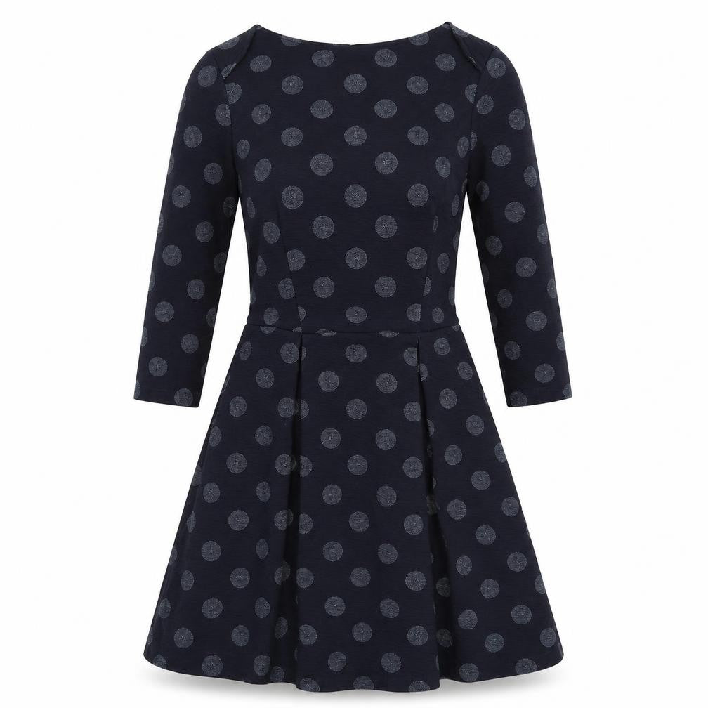 NEXT Womens Blue Polka Dot Polyester A-Line Size 10 Round Neck Pullover