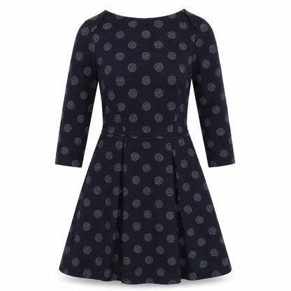 NEXT Womens Blue Polka Dot Polyester A-Line Size 10 Round Neck Pullover