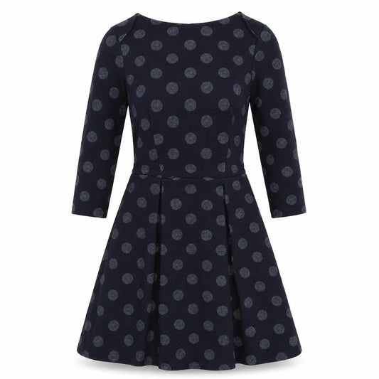 NEXT Womens Blue Polka Dot Polyester A-Line Size 10 Round Neck Pullover