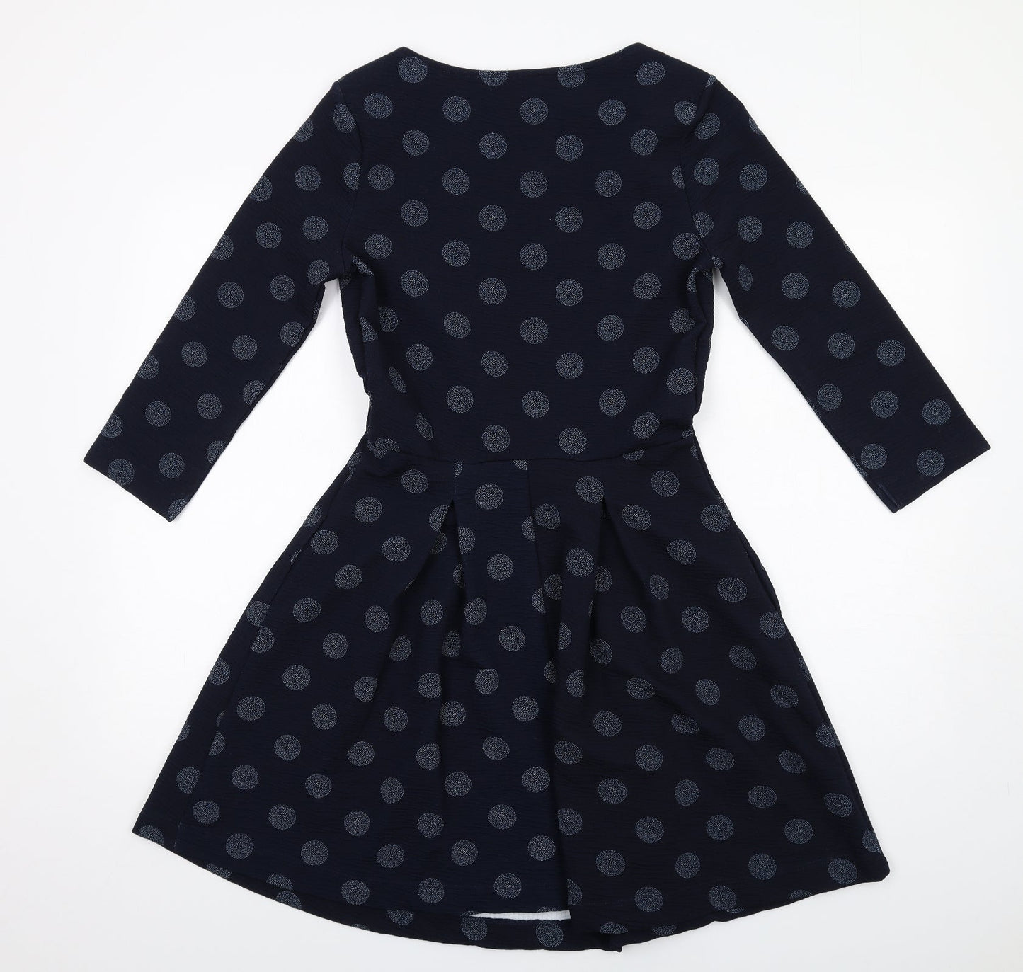 NEXT Womens Blue Polka Dot Polyester A-Line Size 10 Round Neck Pullover