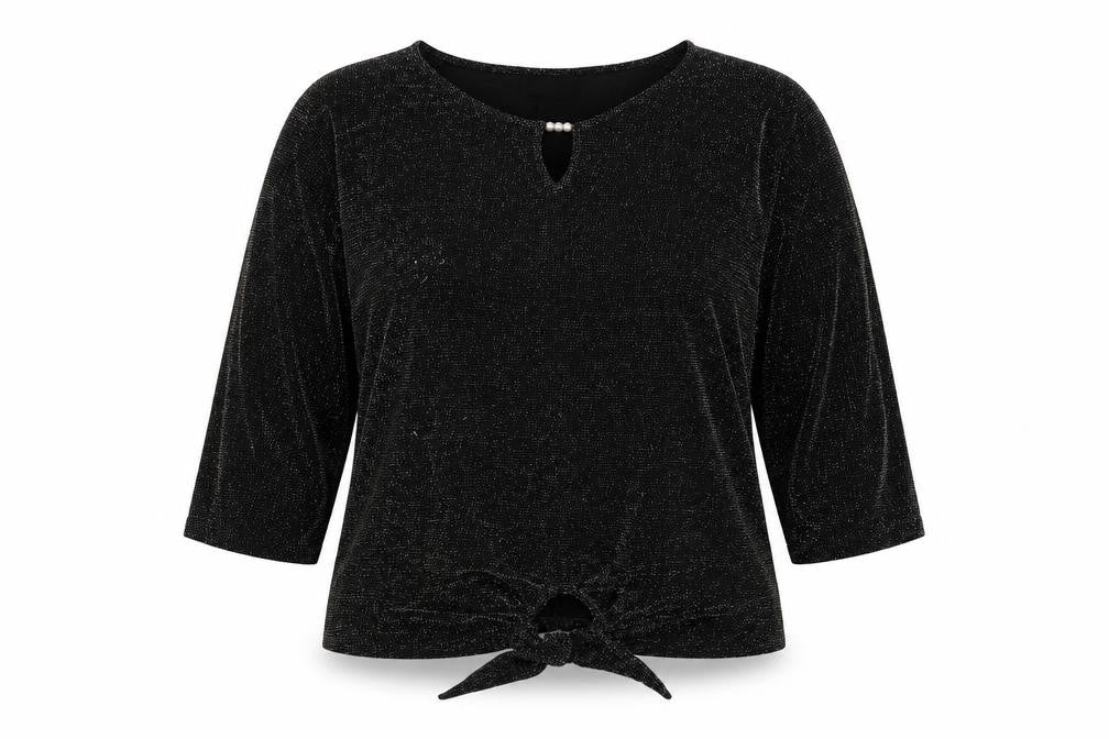 Wallis Womens Black Polyester Basic Blouse Size L Round Neck