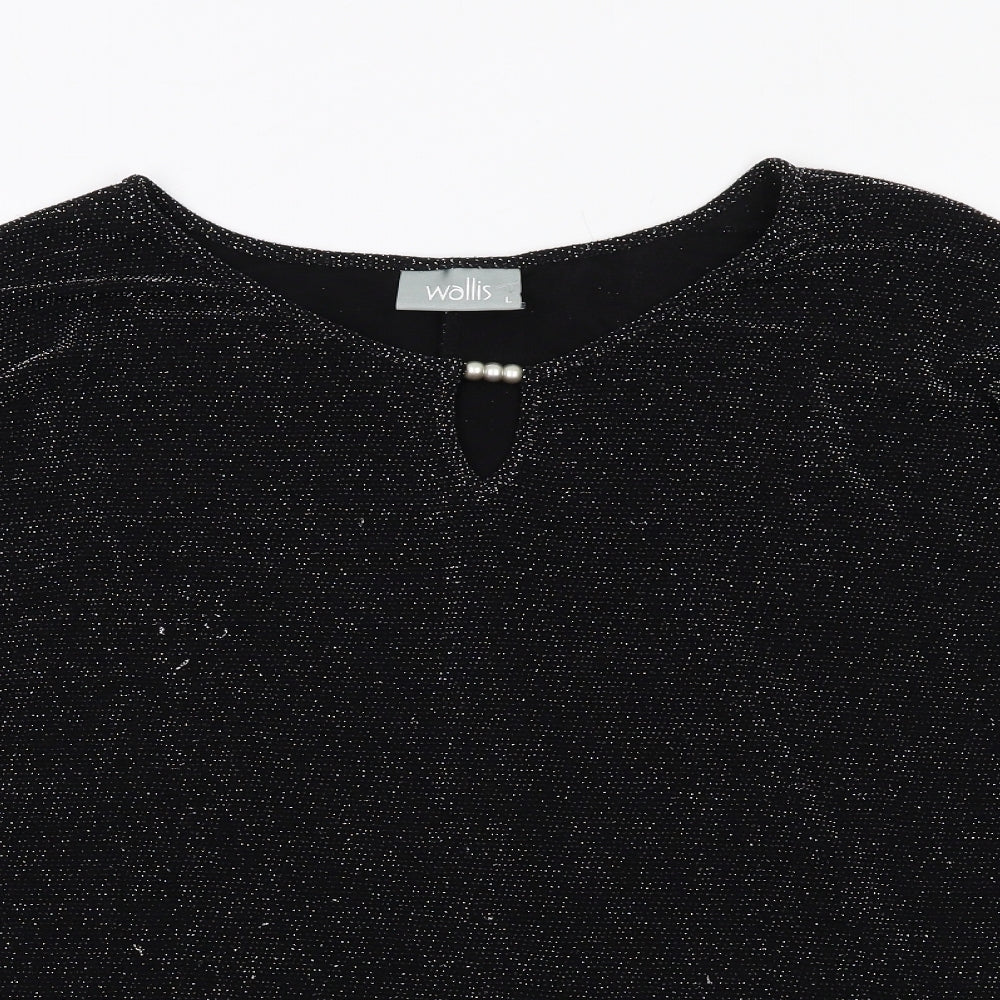 Wallis Womens Black Polyester Basic Blouse Size L Round Neck