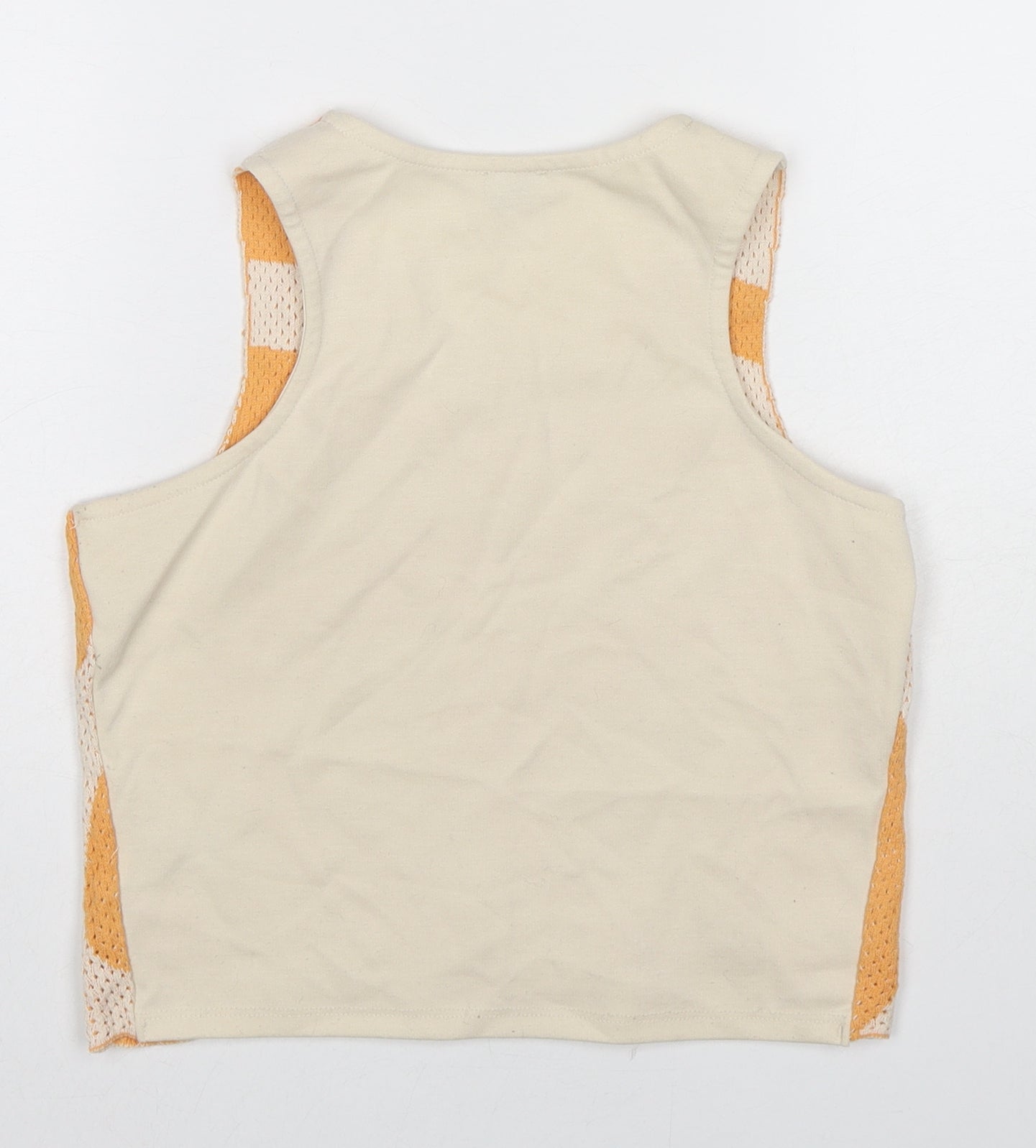 River Island Girls Beige Geometric Cotton Basic Tank Size 13-14 Years Round Neck Pullover
