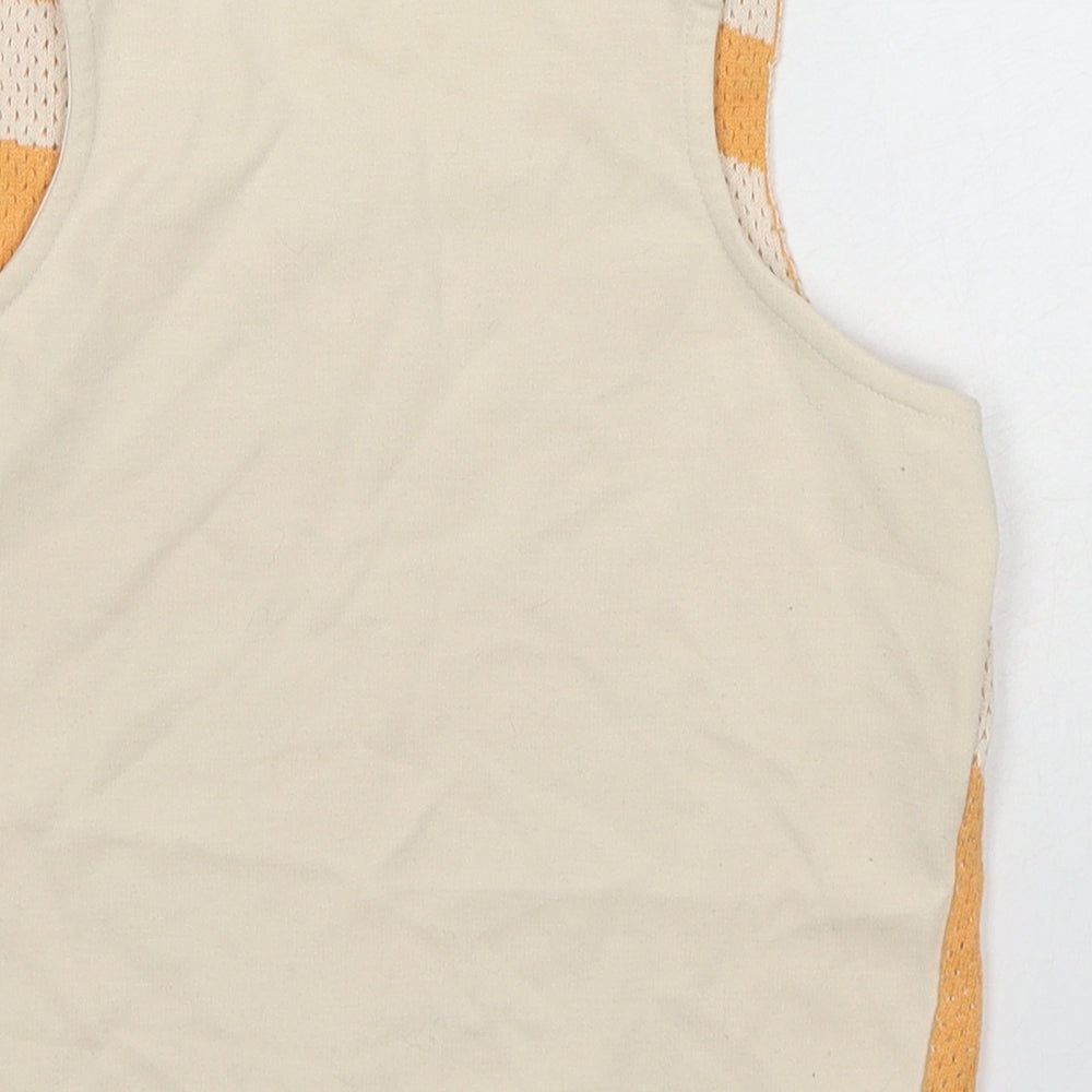 River Island Girls Beige Geometric Cotton Basic Tank Size 13-14 Years Round Neck Pullover