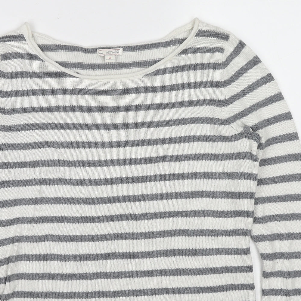 Gap Womens Multicoloured Boat Neck Striped Cotton Pullover Jumper Size S