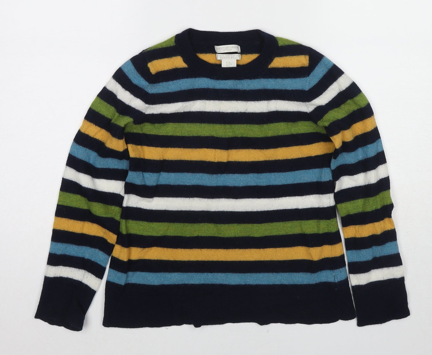 Christian Siriano Womens Multicoloured Crew Neck Striped Wool Pullover Jumper Size M