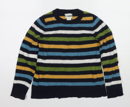 Christian Siriano Womens Multicoloured Crew Neck Striped Wool Pullover Jumper Size M