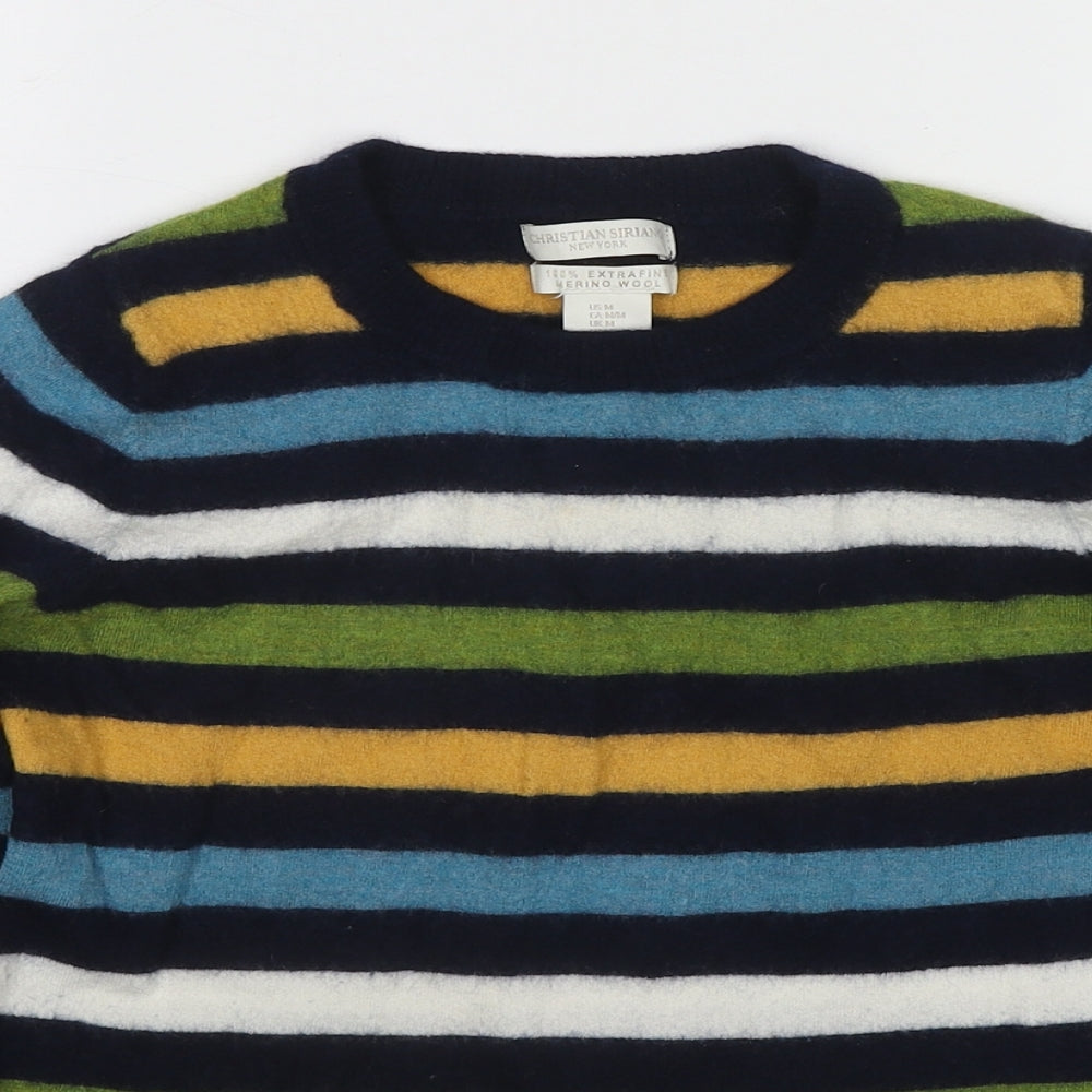 Christian Siriano Womens Multicoloured Crew Neck Striped Wool Pullover Jumper Size M