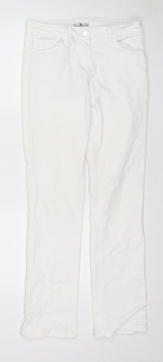 TU Womens White Cotton Straight Jeans Size 10 L28 in Regular Zip