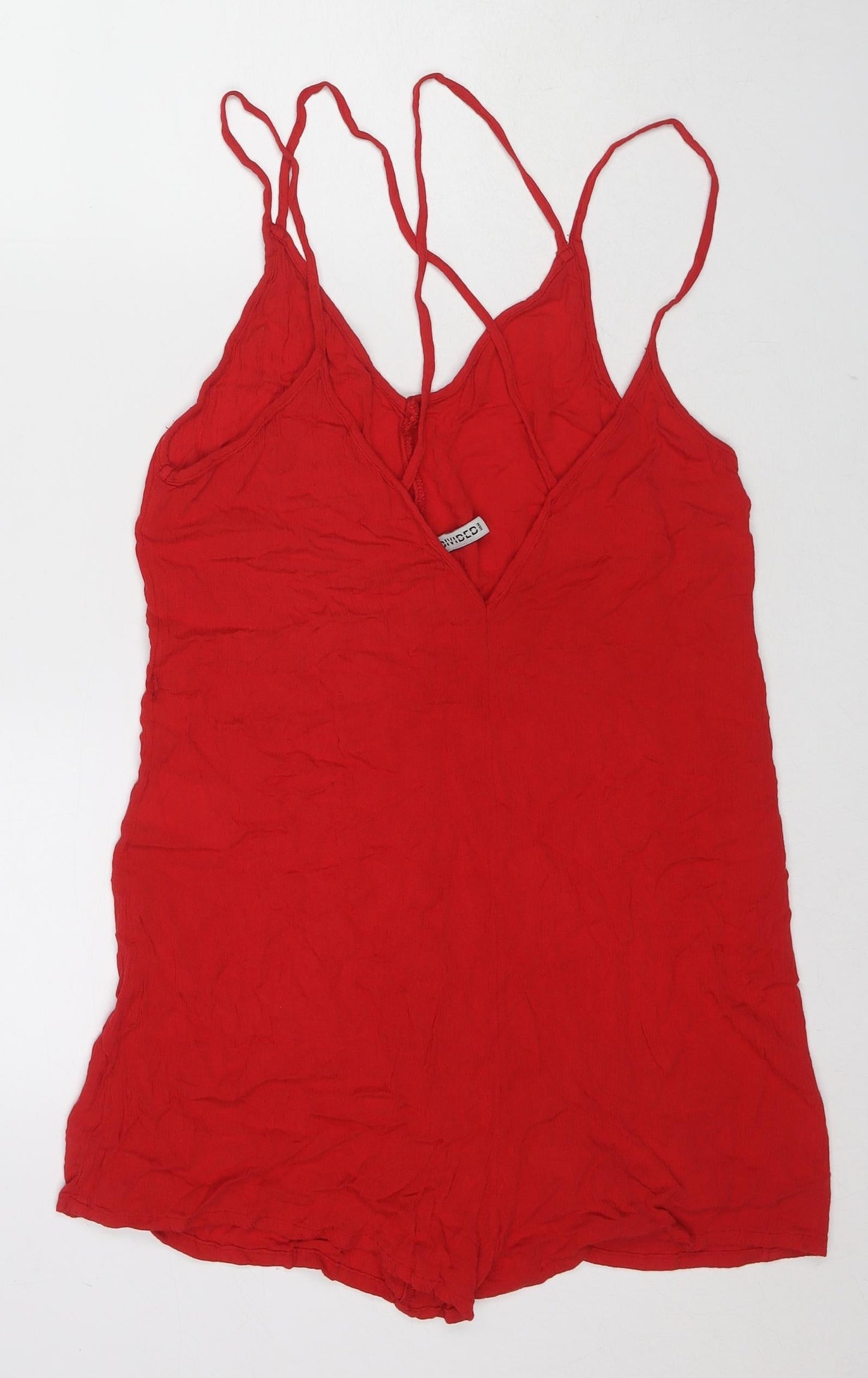 H&M Womens Red Viscose Playsuit One-Piece Size 8 L3 in Pullover