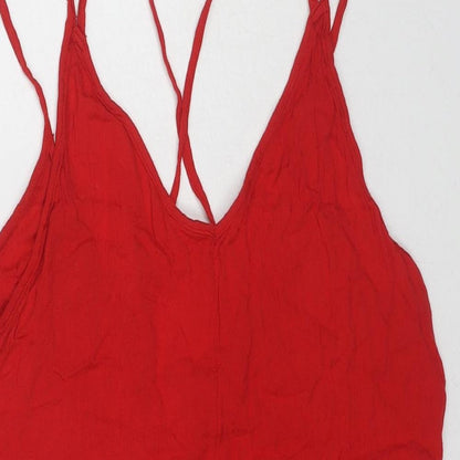 H&M Womens Red Viscose Playsuit One-Piece Size 8 L3 in Pullover