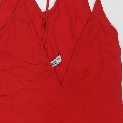 H&M Womens Red Viscose Playsuit One-Piece Size 8 L3 in Pullover