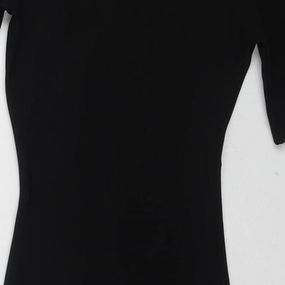 PRETTYLITTLETHING Womens Black Polyester Bodycon Size 6 V-Neck Zip