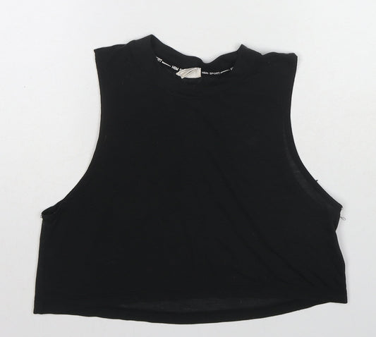 Womens UK Size S H&M Black Cropped Tank