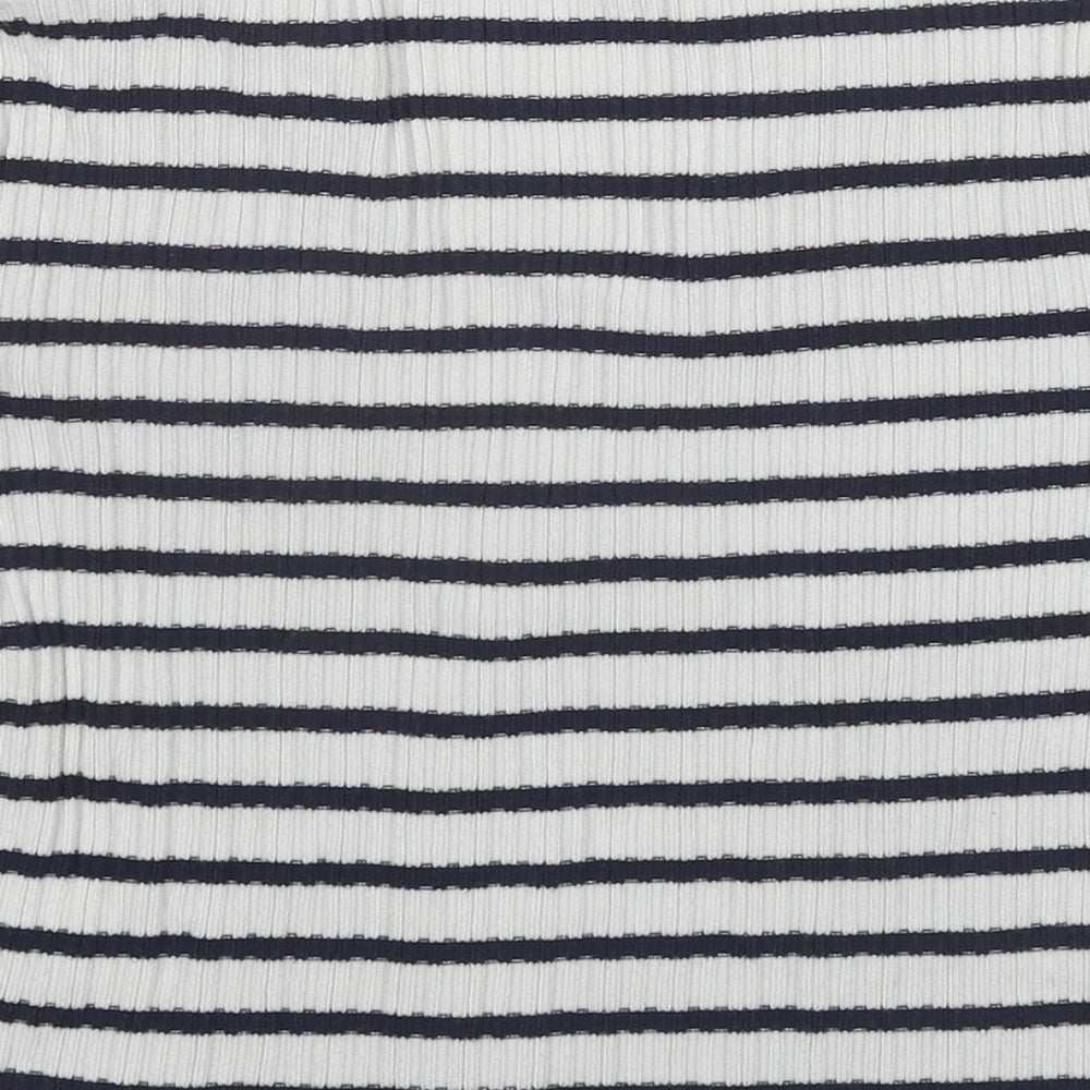 Womens UK Size XS H&M Blue Cropped Button-Up